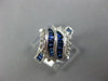 1.20CT DIAMOND & AAA SAPPHIRE 14KT WHITE GOLD 3D ROUND & BAGUETTE LEAF LOVE RING