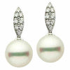 LARGE .22CT DIAMOND & AAA SOUTH SEA PEARL 18KT WHITE GOLD MARQUISE PAVE EARRINGS