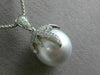 ESTATE LARGE .75CT DIAMOND & AAA SOUTH SEA PEARL 18K WHITE GOLD FLOATING PENDANT