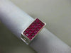 ESTATE 2.88CT DIAMOND & AAA RUBY 18KT WHITE GOLD 3D ETOILE RECTANGULAR MENS RING