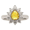 ESTATE WIDE 1.9CT WHITE & FANCY YELLOW DIAMOND 18K TWO TONE GOLD ENGAGEMENT RING