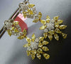 ESTATE LARGE 9.1CT WHITE & FANCY YELLOW DIAMOND 18K GOLD FLOWER HANGING EARRINGS