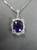 ESTATE 1.91CT DIAMOND & AAA CUSHION CUT AMETHYST 14KT WHITE GOLD 3D HALO PENDANT