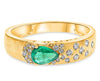 .55CT DIAMOND & AAA EMERALD 14KT YELLOW GOLD PEAR SHAPE & ROUND ETOILE FUN RING