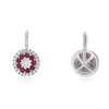 ESTATE .51CT DIAMOND & AAA RUBY 14KT WHITE GOLD 3D ROUND FLOWER CLUSTER PENDANT
