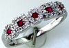 ESTATE .37CT DIAMOND & AAA RUBY 14KT WHITE GOLD 3D ROUND & SQUARE FUN RING