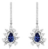 1.59CT DIAMOND & AAA TANZANITE 14KT WHITE GOLD FLOWER SNOWFLAKE HANGING EARRINGS