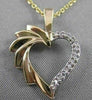 ESTATE DIAMOND 14K WHITE YELLOW GOLD OPEN HEART PENDANT + CHAIN 27MM #20162