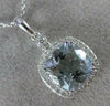 ESTATE 2.08CT DIAMOND & AAA AQUAMARINE 14KT WHITE GOLD 3D HALO FLOATING PENDANT