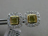 ESTATE 1.30CT WHITE & FANCY YELLOW DIAMOND 18KT TWO TONE GOLD CLASSIC HALO STUD