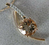 ESTATE 1.65CT DIAMOND & AAA MORGANITE 14KT ROSE GOLD 3D ELONGATED LOVE PENDANT
