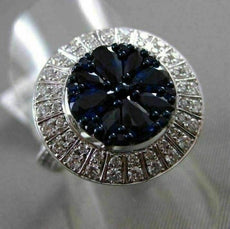 ESTATE LARGE 2.29CT DIAMOND & SAPPHIRE 18KT WHITE GOLD 3D FILIGREE CIRCULAR RING
