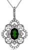 1.19CT DIAMOND & AAA RUSSALITE 14KT WHITE GOLD 3D OVAL & ROUND FLOATING PENDANT