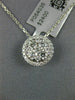 ESTATE LARGE .68CT DIAMOND 18KT WHITE GOLD CLASSIC ROUND CLUSTER HALO PENDANT