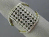ESTATE LARGE 1.16CT DIAMOND 14KT WHITE & YELLOW GOLD MULTI ROW RECTANGULAR RING