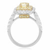 ESTATE 2.15CT WHITE & FANCY YELLOW DIAMOND 14KT 2 TONE GOLD HALO ENGAGEMENT RING