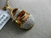 ESTATE LARGE .43CT DIAMOND 14KT ROSE GOLD 3D BABY SHOE PAVE FUN FLOATING PENDANT