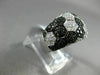 ESTATE WIDE 1.42CT WHITE & BLACK DIAMOND 18KT WHITE GOLD MULTI ROW HEXAGON RING
