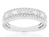 .53CT DIAMOND 14KT WHITE GOLD 3D ROUND & BAGUETTE CLASSIC 3 ROW ANNIVERSARY RING