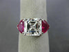 ESTATE LARGE GIA 6.28CT DIAMOND & AAA RUBY 18KT WHITE GOLD 3D ENGAGEMENT RING
