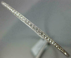 1.44CT DIAMOND 18KT WHITE GOLD ROUND FILIGREE MILGRAIN ETERNITY BANGLE BRACELET