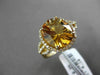ESTATE LARGE 4.35CT DIAMOND & AAA EXTRA FACET CITRINE 14KT WHITE GOLD HALO RING