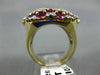 ESTATE EXTRA LARGE 6.50CT DIAMOND & AAA RUBY 14K YELLOW GOLD FLOWER RING#22260
