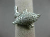 ESTATE 1.82CT DIAMOND 14KT WHITE GOLD 3D HANDCRAFTED HAPPY DOLPHIN FUN RING