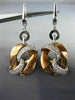 ESTATE LARGE .50CT DIAMOND 14KT WHITE & ROSE GOLD 3D LOVE KNOT HANGING EARRINGS