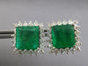 EXTRA LARGE 19.75CT DIAMOND & AAA EMERALD 14KT WHITE GOLD SQUARE HALO EARRINGS
