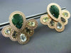 ESTATE LARGE 12CT MULTI COLOR GEM 18K ROSE GOLD 3D FLOWER LEAF FILIGREE EARRINGS