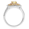 ESTATE .96CT MULTI COLOR DIAMOND 18KT TRI COLOR GOLD 3D FILIGREE ENGAGEMENT RING