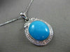 ESTATE LARGE .22CT DIAMOND & AAA TURQUOISE 14KT WHITE GOLD 3D FLOATING PENDANT