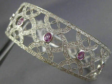 ESTATE WIDE 2.08CT DIAMOND & PINK SAPPHIRE 14K WHITE GOLD ETOILE INFINITY BANGLE