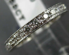 ANTIQUE .58CT DIAMOND 14KT WHITE GOLD MILGRAIN ETERNITY ANNIVERSARY RING #19869