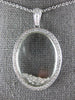 ESTATE LARGE 1.07CT DIAMOND 18KT WHITE GOLD 3D CLASSIC OVAL FLOATING PENDANT