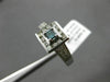 ESTATE .45CT WHITE & BLUE DIAMOND 14KT WHITE GOLD 3D SQUARE HALO PROMISE RING