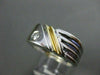 ESTATE WIDE .17CT DIAMOND SOLITAIRE SQUARE  14K W & Y GOLD MENS GYPSY RING #4676