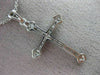 ESTATE .15CT DIAMOND 14KT WHITE GOLD 3D FILIGREE MILGRAIN CROSS PENDANT W/ CHAIN