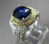 ESTATE MASSIVE 5.83CT DIAMOND & AAA SAPPHIRE 18KT TWO TONE GOLD ENGAGEMENT RING