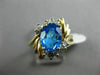 ESTATE WIDE 2.18CT DIAMOND & AAA BLUE TOPAZ 14KT YELLOW GOLD 3D FLOWER FUN RING