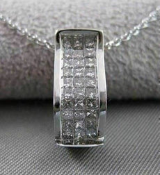 ESTATE .86CTW DIAMOND 18KT WHITE GOLD CURVED 3D FILIGREE PENDANT + CHIAN #18760