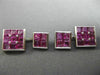 ESTATE LARGE 5.0CT AAA PINK RUBY 14KT WHITE GOLD SQUARE SHIRT STUD CUFFLINK SET