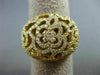 ESTATE LARGE 1.41CT DIAMOND 18KT YELLOW GOLD OPEN FILIGREE MULTI FLOWER FUN RING