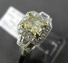 ESTATE 2.04CT GIA FANCY YELLOW DIAMOND 18K TWO TONE GOLD 3 STONE ENGAGEMENT RING