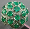 ESTATE LARGE 4.04CT DIAMOND & AAA EMERALD 18K WHITE GOLD 3D FLOWER FILIGREE RING