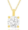 1.0CT DIAMOND 14KT YELLOW GOLD ROUND CLASSIC SOLITAIRE 4 PRONG FLOATING PENDANT