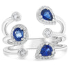 LARGE 1.14CT DIAMOND & AAA SAPPHIRE 14KT WHITE GOLD MULTI SHAPE HALO BEZEL RING