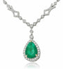 ESTATE 7.11CT DIAMOND & AAA COLOMBIAN EMERALD 18KT 2 TONE GOLD 3D HALO NECKLACE