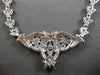 LARGE & LONG 3CT DIAMOND 14KT WHITE GOLD 3D DOUBLE HEART FILIGREE NECKLACE 28190